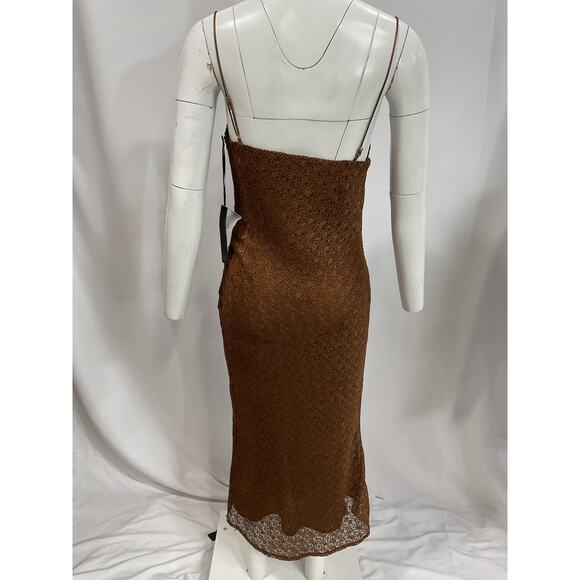House Of Harlow 1960 'Massima' Brown Asymmetrical Midi Dress Size S - NWT - Picture 3 of 5